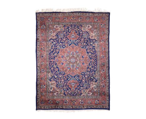 AN INDIAN OR SPARTA CARPET approximately 345 x 268cm      Condition Report:  Wear overall consistent with age and use. Some p