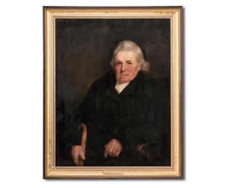 SCOTTISH SCHOOL (CIRCA 1830) PORTRAIT OF JOHN NAPIER OF MOLLANCE, HOLDING A WALKING STICK Oil on canvas 91.5 x 71cm (36 x 27¾