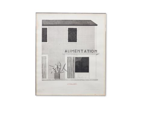 λ  DAVID HOCKNEY (BRITISH B. 1937) FRENCH SHOP (TOKYO 112) Etching with aquatint printed in black and red, 1971, signed and d