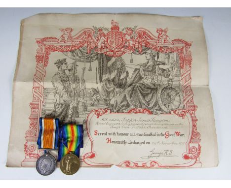 A British War and Victory medal pair to W R 256348 Sapper James Sturgeon, Royal Engineers (having previously served during th