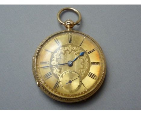 A Victorian gentleman's 18ct gold pocket watch by Israel Jacobs of Sunderland, with key wound fusee movement, engine turned a