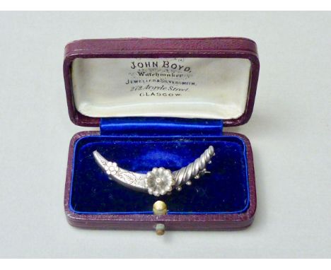 A Victorian silver brooch, in the form of a crescent moon, Birmingham, 1896, 2.4g