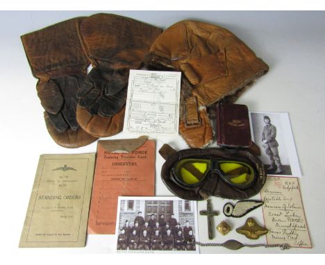 A late Great War and early post-War RAF officer's flying clothing, document and insignia group, that of Observer Clifford Ken