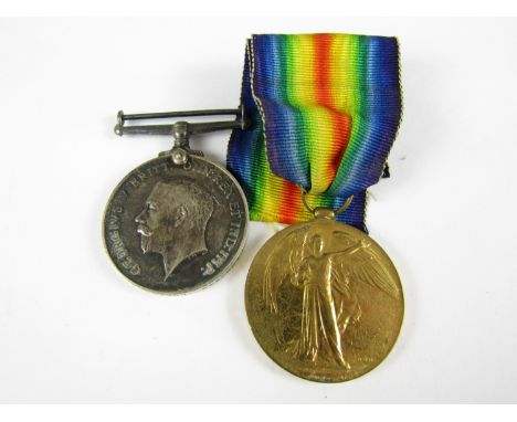 A British War and Victory medal pair to 1664 Pte R Simpson, Seaforth Highlanders