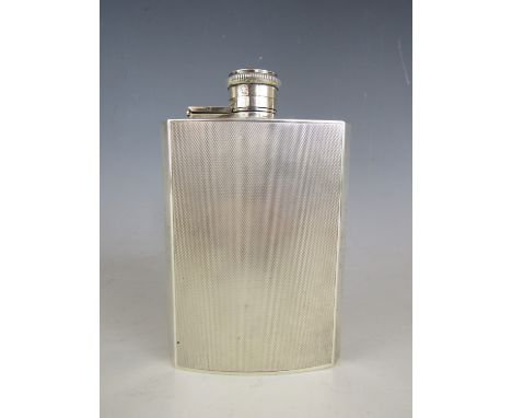 [Free Polish Army interest]  A George VI silver hip flask, of contoured rectangular form with bevelled sides and decorated wi