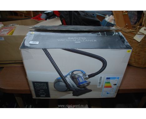 Tesco bagless vacuum, (pipe absent), boxed.