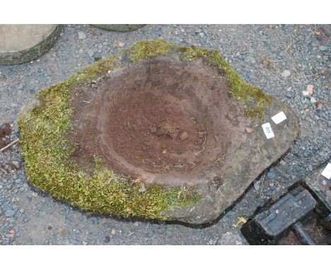 A stone planter/bird bath, 11" x 27 1/2" x 18 1/2".