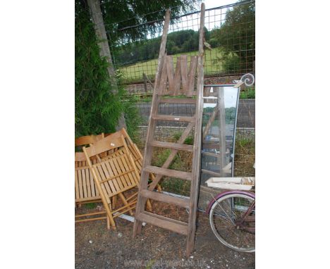 A wooden step ladder, a/f.