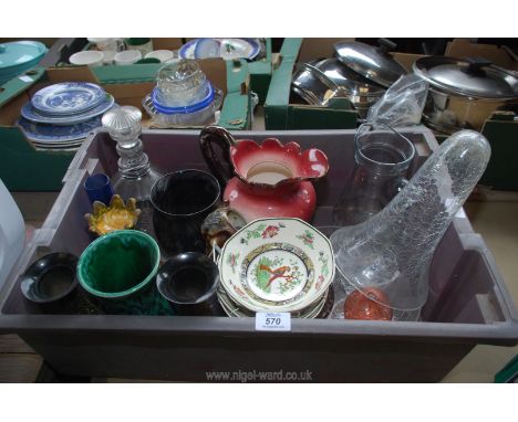 Quantity of vases, jugs, decanter, etc