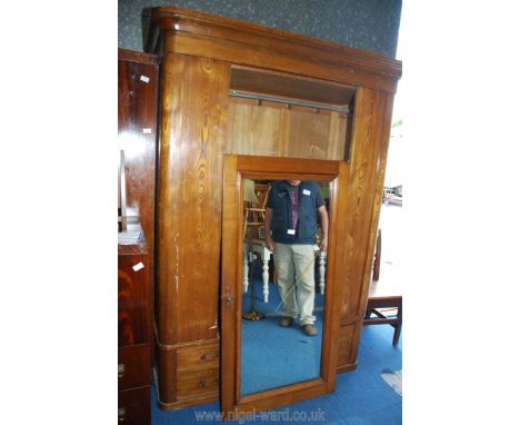 Mirrored door Wardrobe with four lower drawers, 81'' high x 53'' wide x 23'' deep, a/f.