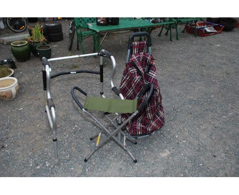 Shopping trolley, walking aid and a seat stick.