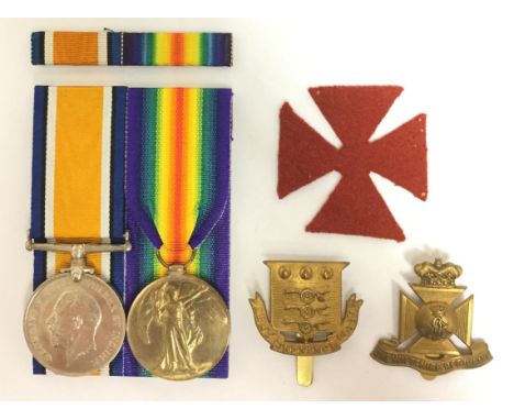 WW1 British War Medal and Victory Medal to 06211 Pte J Bloor. Unit has been erased from both medals. Court mounted with moder