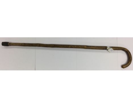 WW1 era Wilkinson Sword Sword Stick. 67cm fullered, engraved, maker marked blade. Rustic wooden cane with white metal fitting