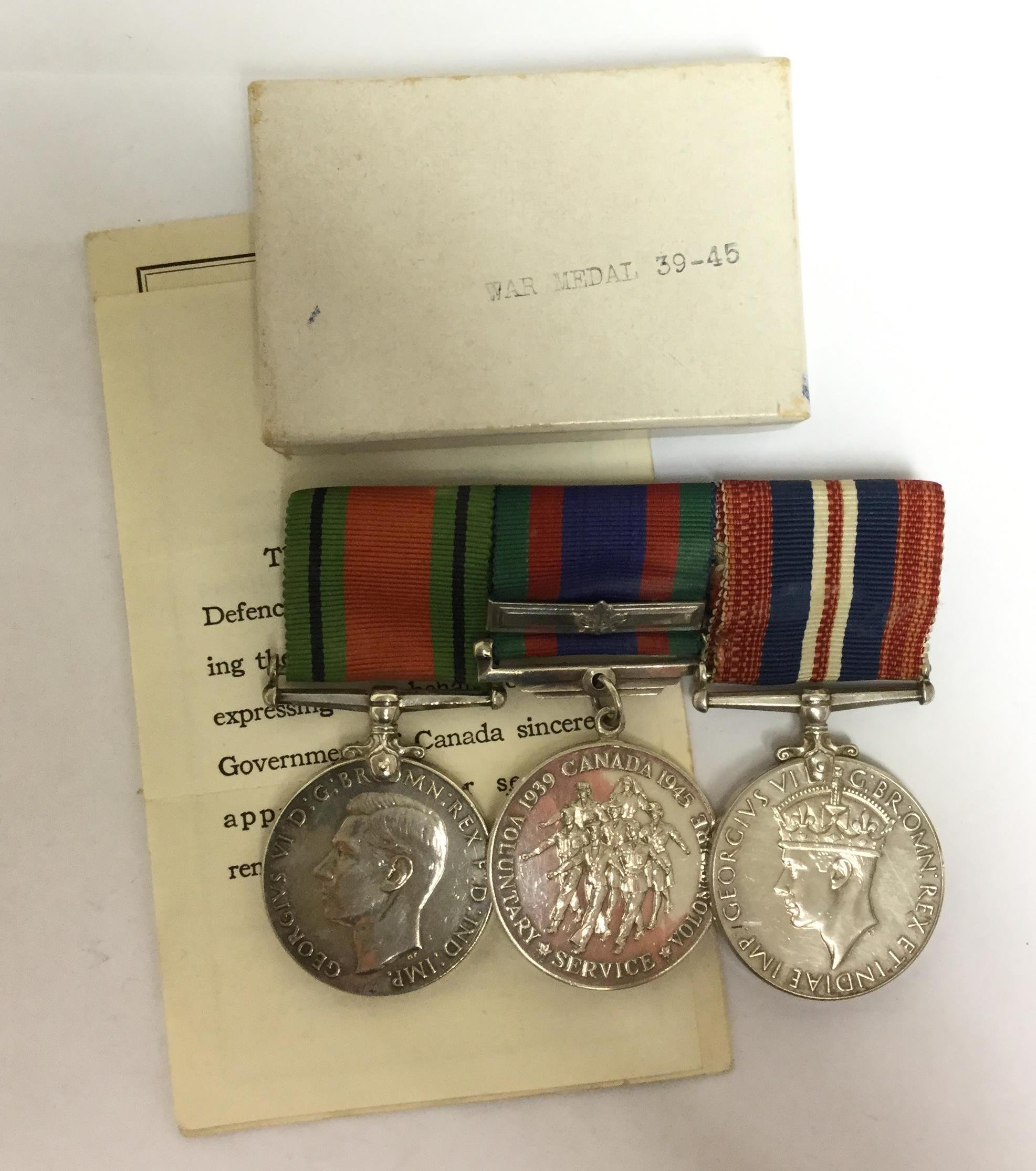 WW2 Canadian Medal Group Of Defence Medal, Canadian Volunteer Service ...