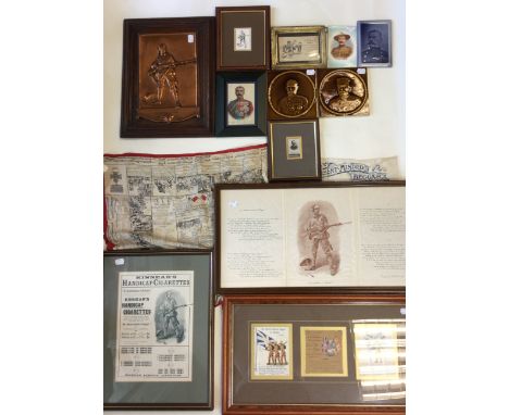 British Boer War Patriotic items collection to include: a framed copper plaque of "A Gentleman in Khaki" size 39cm x 28cm: do