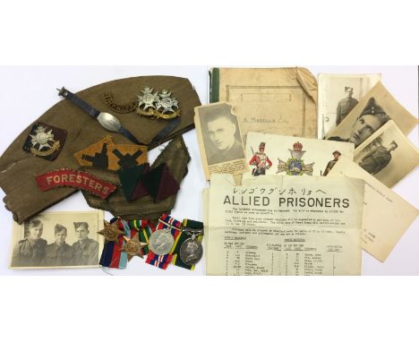 WW2 British Notts &amp; Derby Regt 1/5th Sherwood Foresters Far East Prisoner of War Group to 4977176 Clp A Maddocks, Foreste