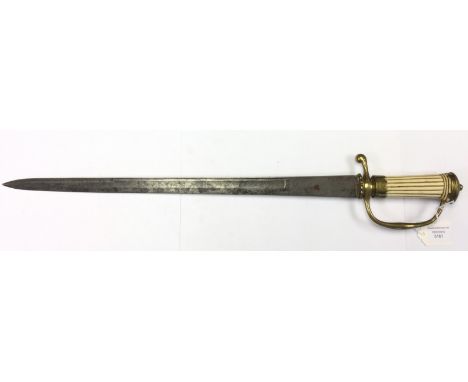 Hunting Sword with straight 48cm blade. Engraved decoration of Hounds and Wild Boar to one side and Hounds and Stags on the o