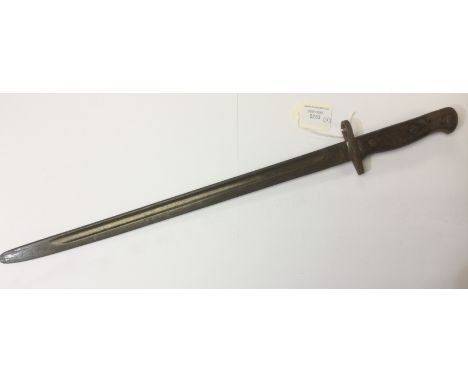 WW1 Imperial German Ersatz Bayonet. 31cm long single edged fullered blade. Steel grip. No scabbard. And a WW1 British 1907 pa