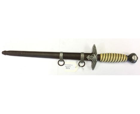WW2 Third Reich 2nd pattern Luftwaffe Officers Dienstdolch dagger. White Trolon grip over wooden former. Single strand grip w