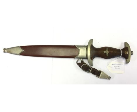 WW2 Third Reich SA Dienstdolch dagger. 22cm long double edged blade with "Alles fur Deutschland" motto and maker marked "A Wi