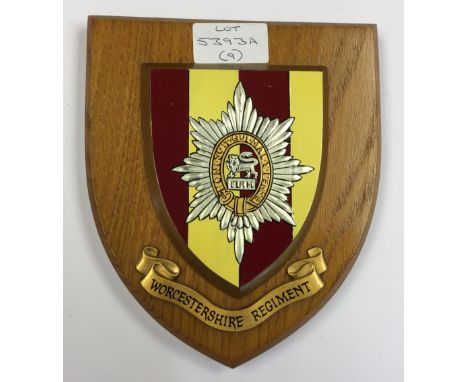 A collection of Regimental wall plaques to include: Royal Leciestershire Regt, Worcestershire Regt, Worcestershire &amp; Sher