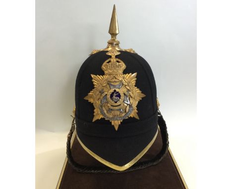 British Home Service 1878 Pattern Blue Cloth Helmet with Notts and Derby Regiment (Sherwood Foresters) post 1901 Other Ranks 