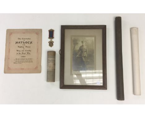 WW1 British Death Scroll and Kings Letter in original postage tube to Pte Thomas Frederick Tomlinson, Notts & Derby Regt: Dis