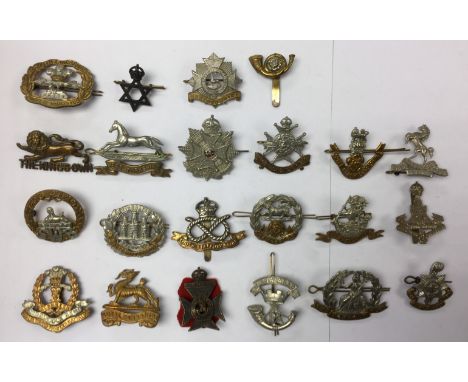 WW1 British Infantry Regt Cap Badges: Loyal North Lancs Regt, Prince of Wales Own West Yorkshire Regt, Norfolk Regt, Notts &a