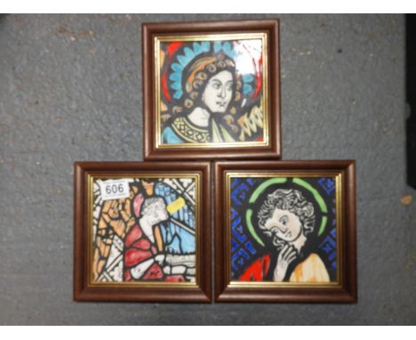 3x Julia Longford Framed Ceramic Tiles 