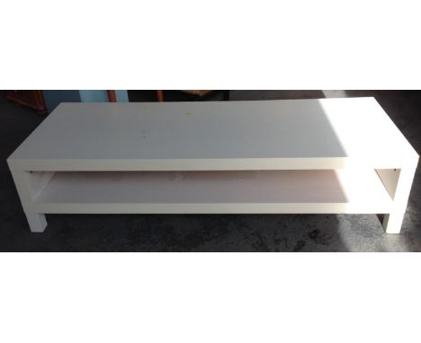 Modern White Coffee Table with Shelf 