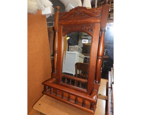 Bevel Edge Mahogany Mirror with Galleried Shelf 