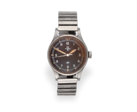 A British Military Royal Air Force Stainless Steel Centre Seconds Wristwatch, signed Omega, ref: 2777-1, issued in 1953, (cal