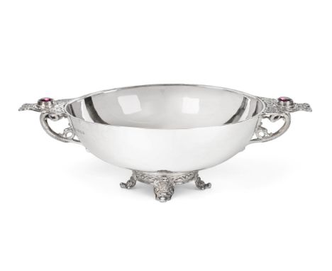 A George V Silver Bowl, by Manoah Rhodes and Sons Ltd., London, 1922, the bowl circular, with two openwork Celtic design hand