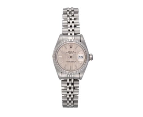 A Lady's Stainless Steel Automatic Calendar Centre Seconds Wristwatch, signed Rolex, Oyster Perpetual, Superlative Chronomete