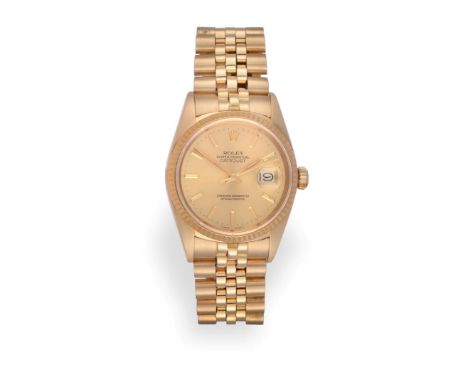 An 18 Carat Gold Automatic Calendar Centre Seconds Wristwatch, signed Rolex, Oyster Perpetual, Superlative Chronometer Offici