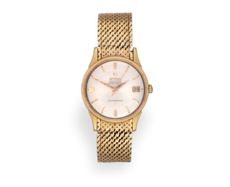 An 18 Carat Gold Automatic Calendar Centre Seconds Wristwatch, signed Omega, Chronometer Officially Certified, model: Constel