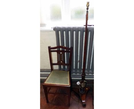 Rosewood standard lamp (former pole screen) and bedroom chair Condition report: see terms and conditions