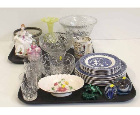 Royal Doulton 'Country Rose' and 'Bo Peep' figures, caithness paper weight and one other, mixed china and glass Condition rep