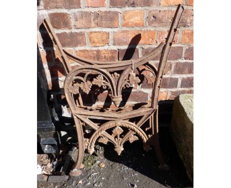 Pair of 19th century cast iron garden bench ends. Condition report: see terms and conditions