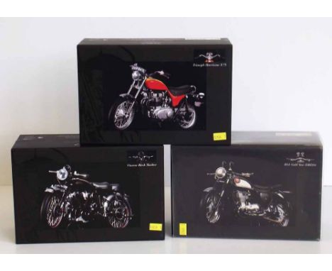 Three Minichamps 1:12 scale models to include a BSA Gold Star, Triumph Hurricane X-75 and a Vincent Black Shadow Condition re