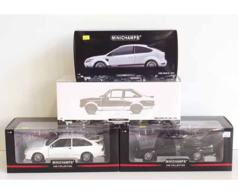 Four Minichamps boxed die cast 1:18 scale Fords, to include a Ford Escort II RS 1800 - 1975 limited edition of 660 pieces, a 