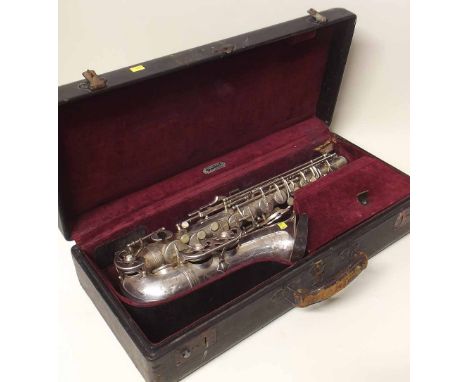 Buffet Grampon S-A 18-20 saxophone with British military broad arrow stamp and number 6584 to the bell, the reverse etched So