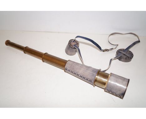 Three draw leather bound Telescope- Extended length- 49cm