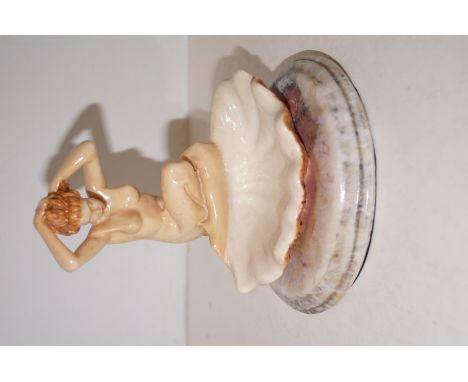 Ceramic nude figure on a marble base- Height: 17cm