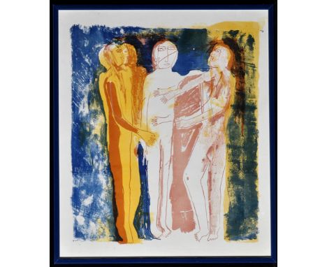 Artist UnknownStanding figures,colour lithograph,56 x 46cms; 22 x 18in.Artist's Resale Rights may apply, please refer to our 