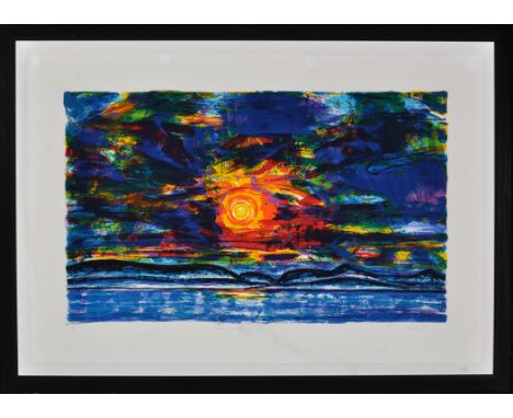 John Houston"Sunset over Fife",signed, inscribed and dated 1995 in pencil,colour lithograph,numbered 18/40,56 x 92cms; 22 x 3
