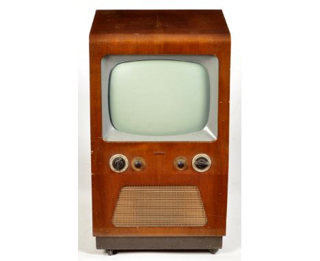 A vintage 1950's television, in walnut cabinet, with switches and speaker below, serial no. 1526 to reverse, 49 x 84cms high.