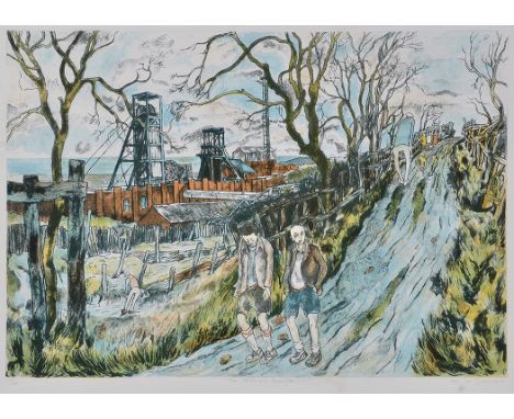 Tom McGuinness"The Allotments, Easington",signed, inscribed and dated '92 in pencil,colour lithograph, numbered 35 from an ed