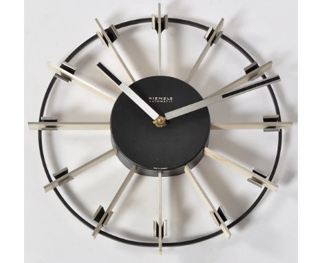 Kienzle Automatic: a mid-20th Century German metal wall clock, battery movement, 32cms diameter.