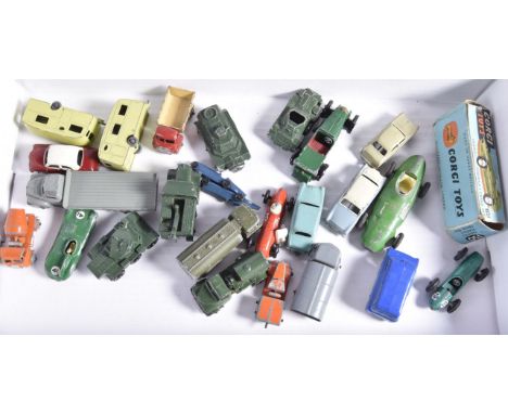 Post-war and Later Playworn Diecast Vehicles, various private, military, competition and commercial vintage vehicles includin